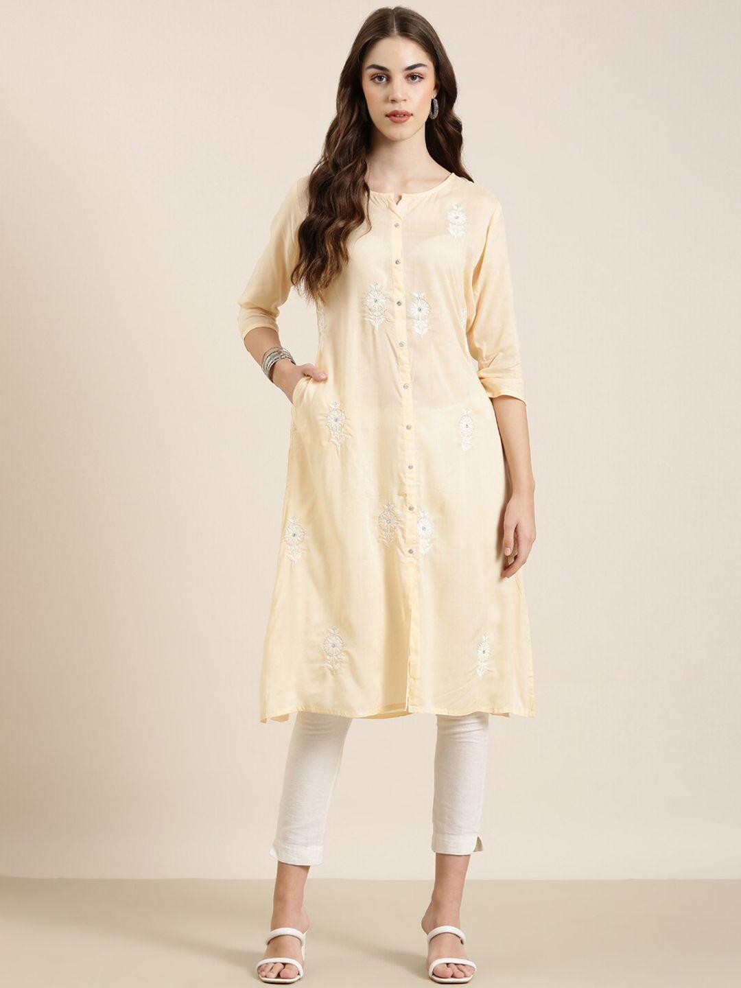 showoff floral embroidered straight kurta