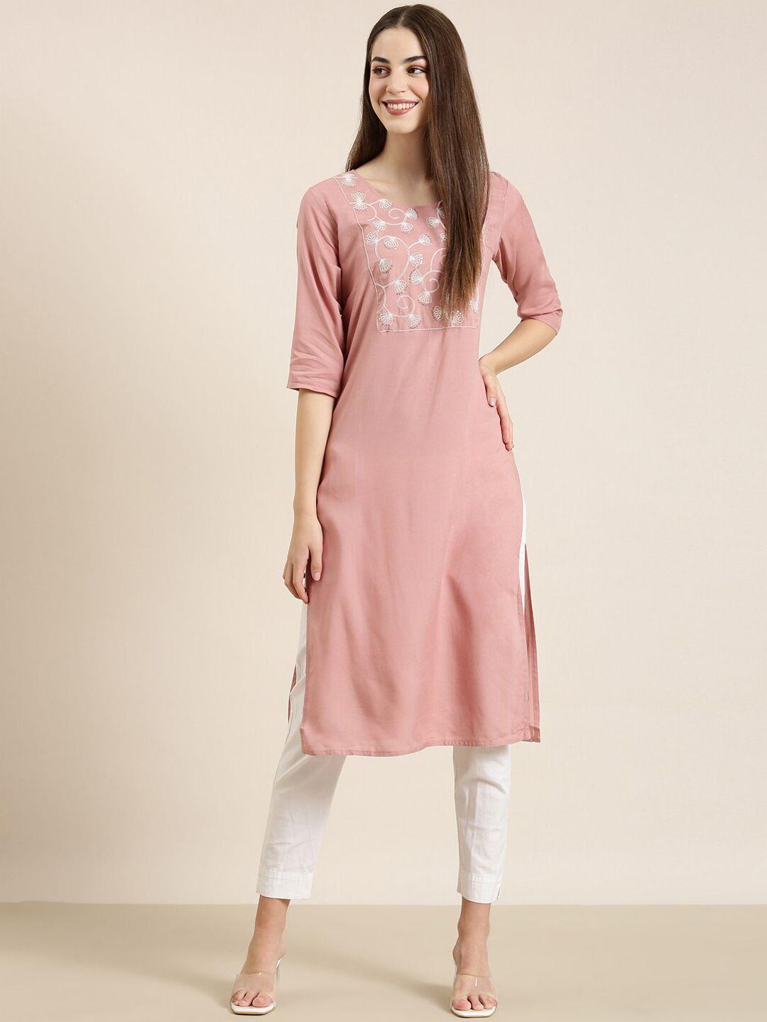 showoff floral embroidered thread work straight kurta