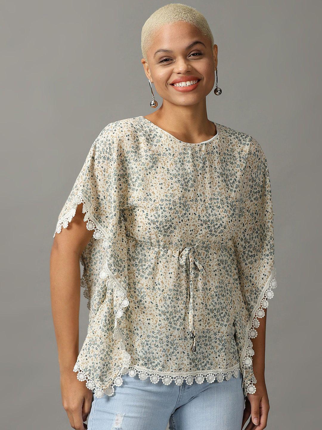 showoff floral print extended sleeves georgette kaftan top