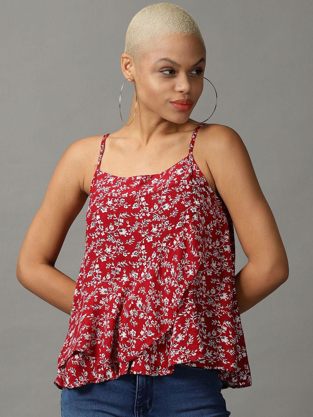 showoff floral print shoulder straps top