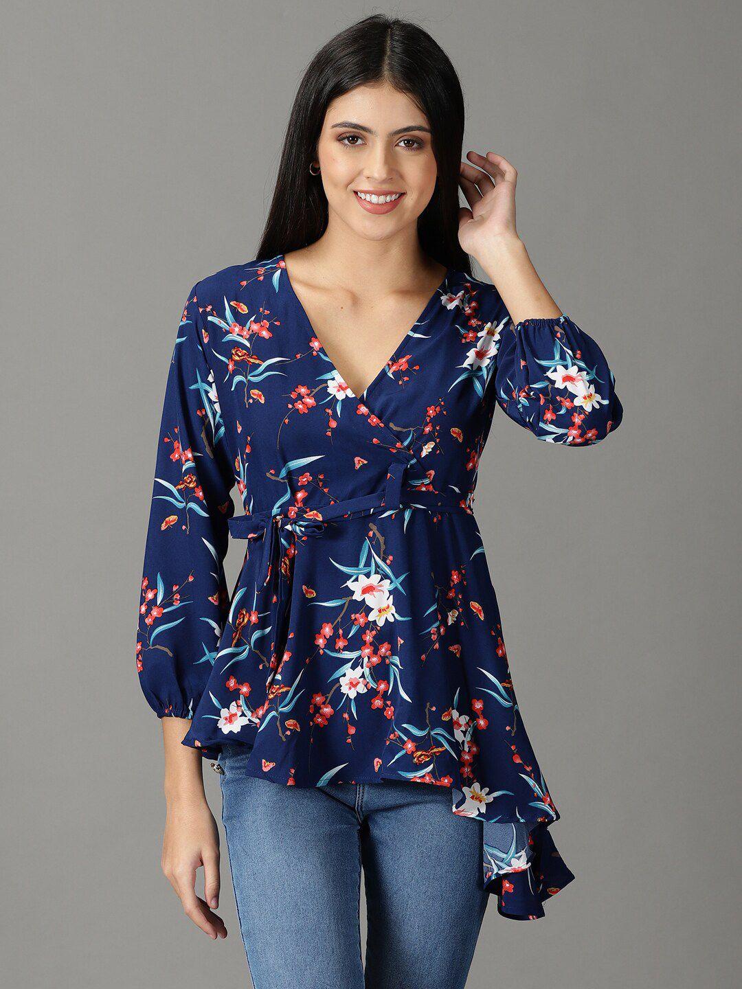 showoff floral print wrap top