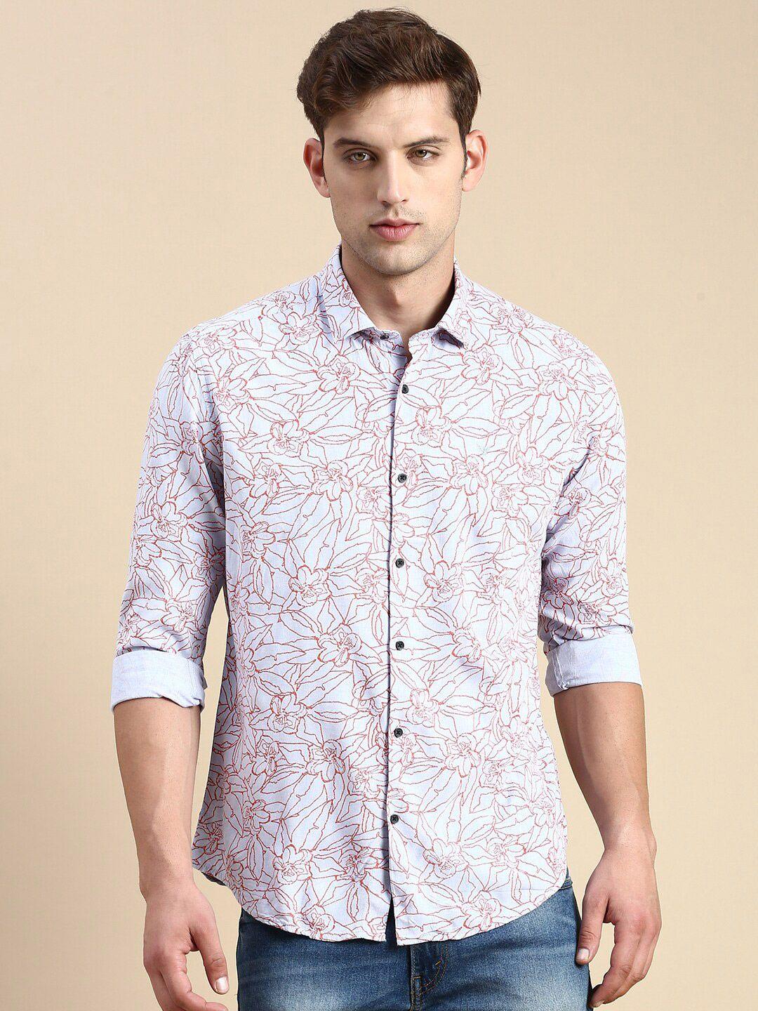 showoff floral printed comfort slim fit cotton casual shirt