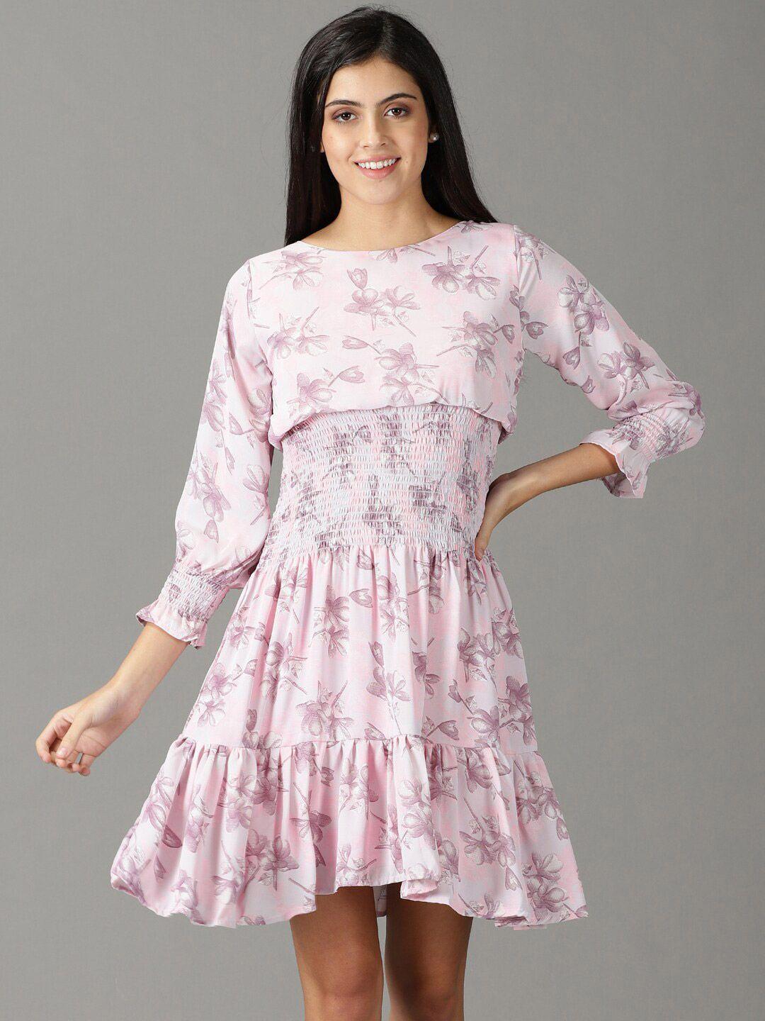 showoff floral printed fit & flare dress