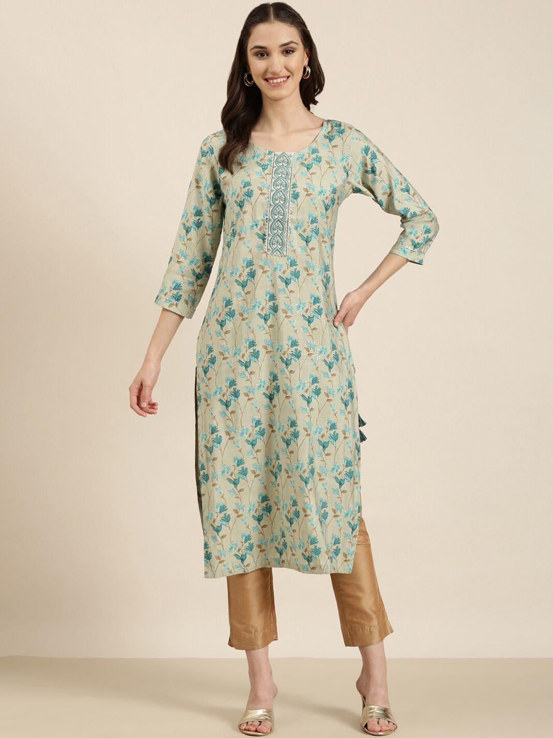 showoff floral printed gotta patti kurta