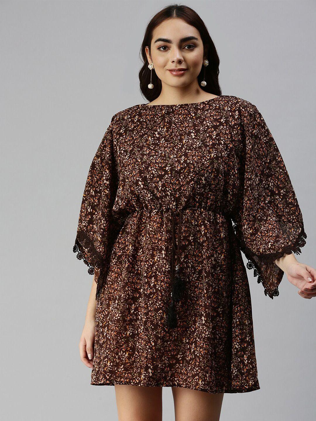 showoff floral printed kaftan mini dress