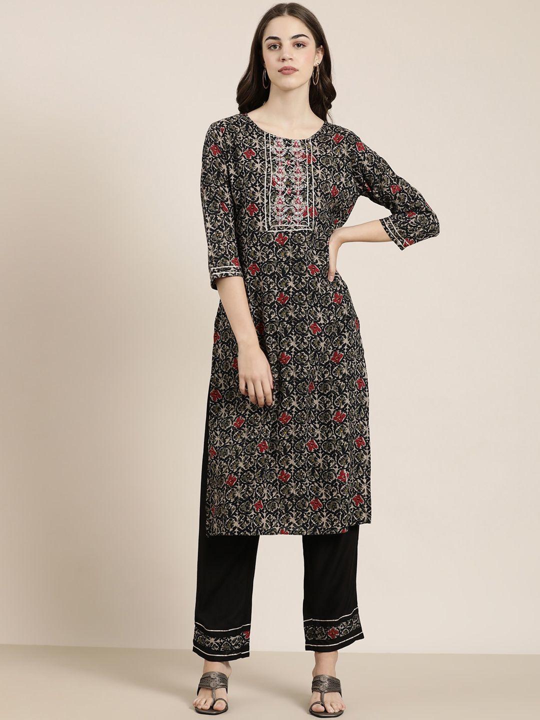 showoff floral printed kurta with trousers