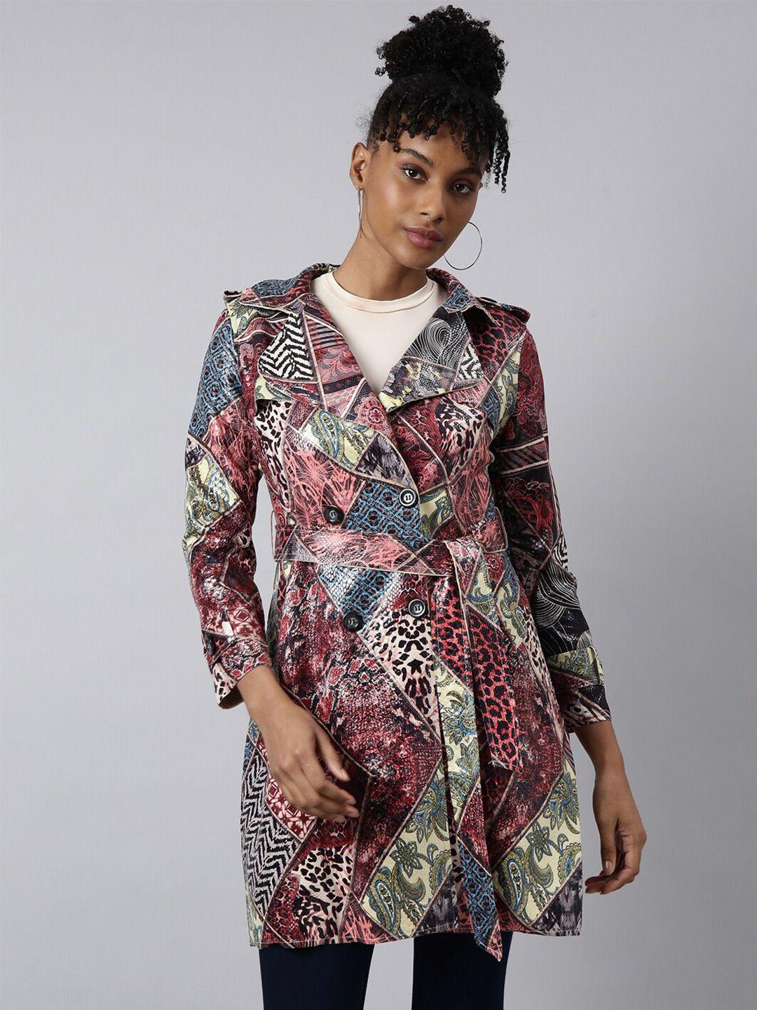 showoff floral printed longline overcoat