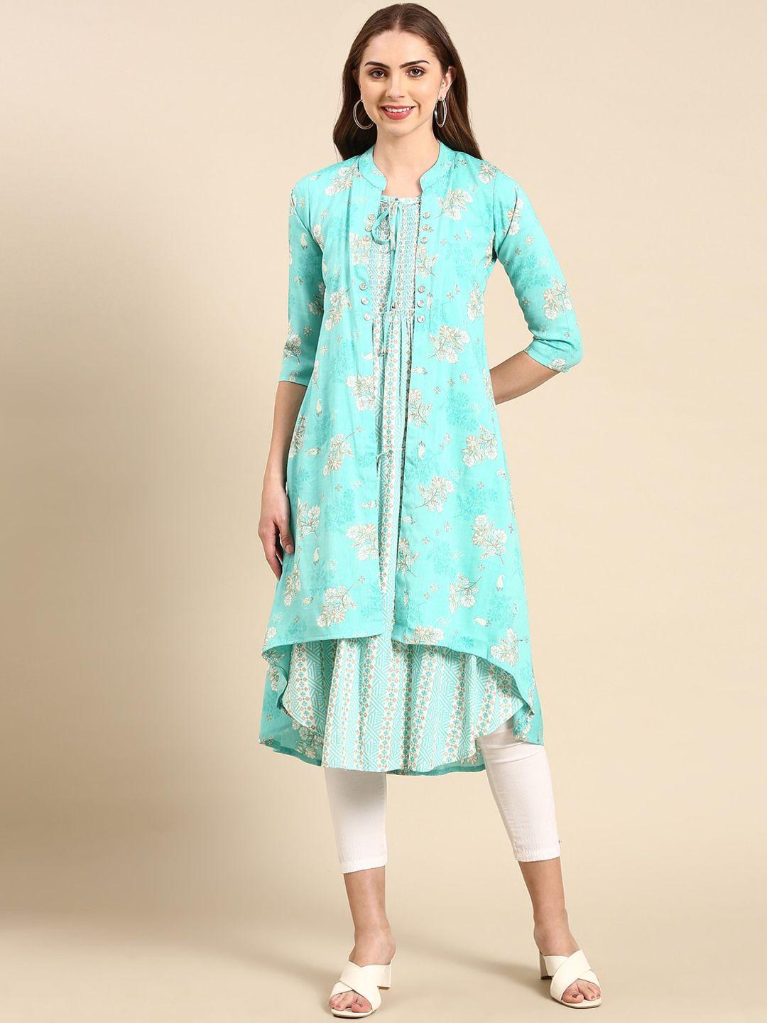 showoff floral printed mandarin collar  kurta