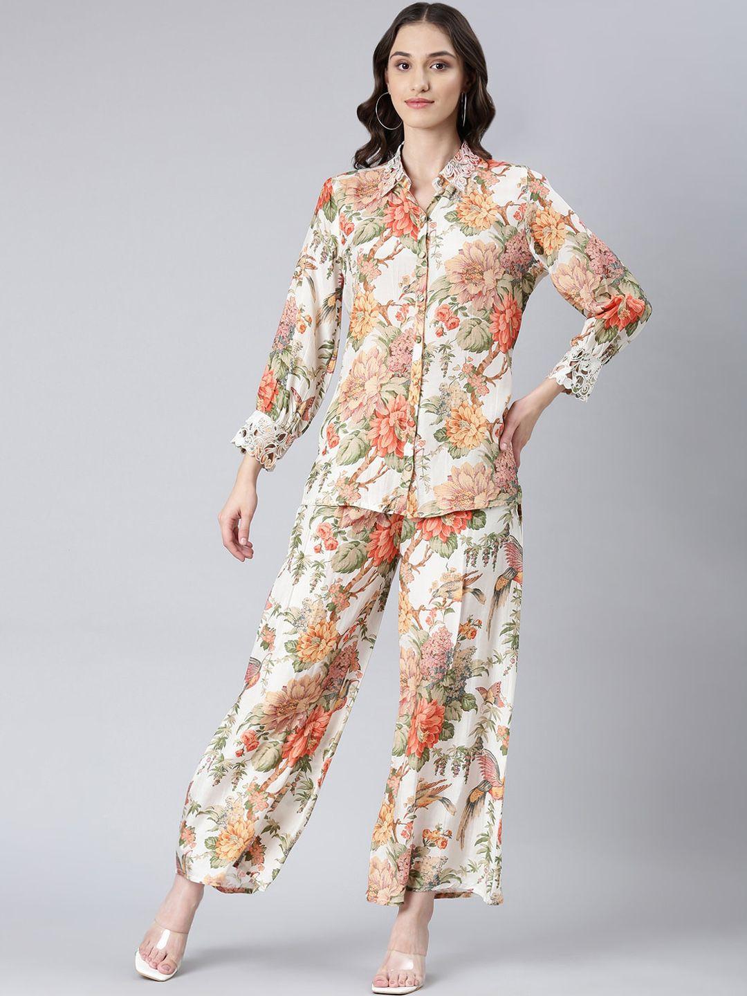 showoff floral printed shirt & trousers