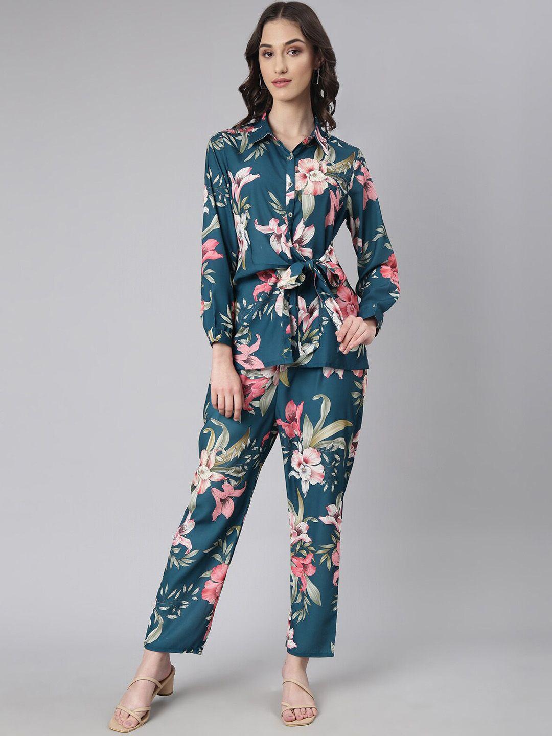 showoff floral printed shirt with printed trouser
