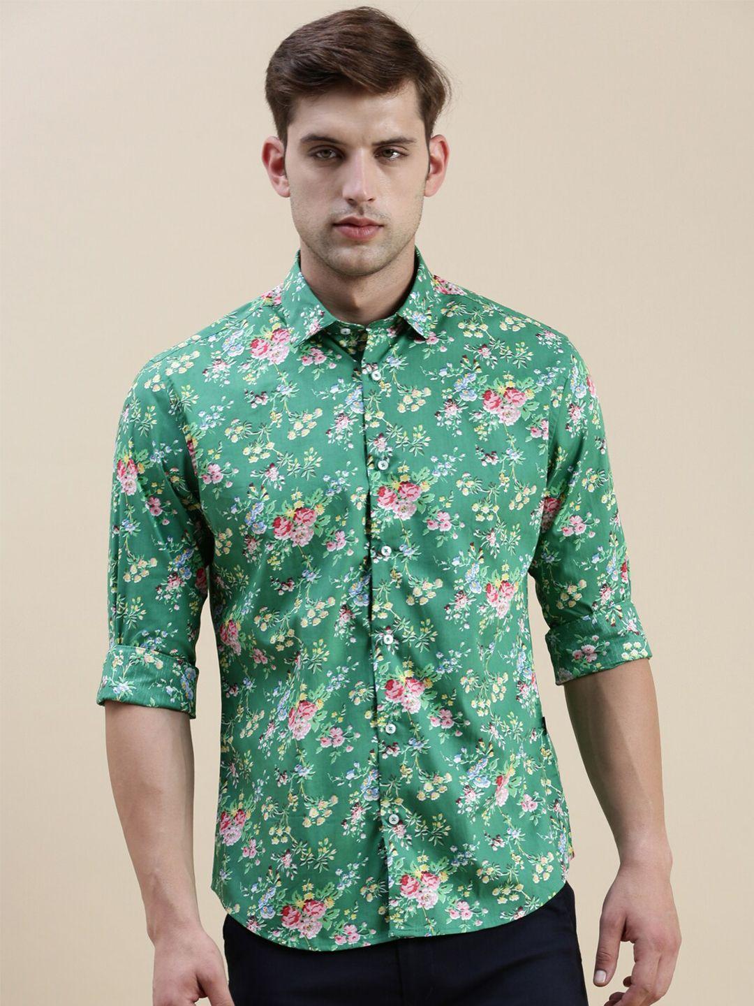 showoff floral printed standard slim fit opaque cotton casual shirt
