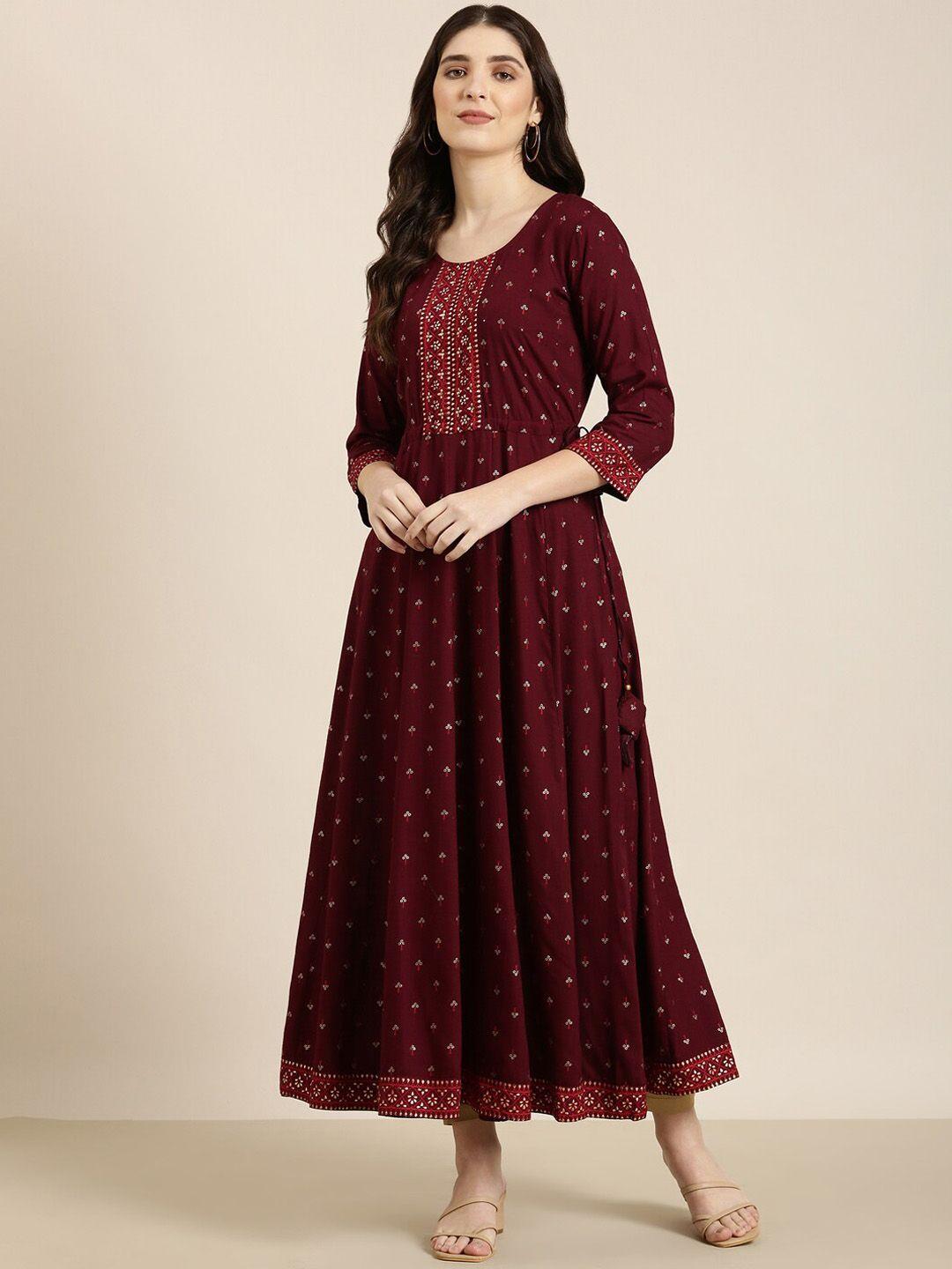 showoff floral printed thread work anarkali kurta