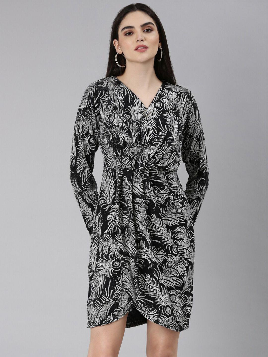 showoff floral printed velvet wrap dress