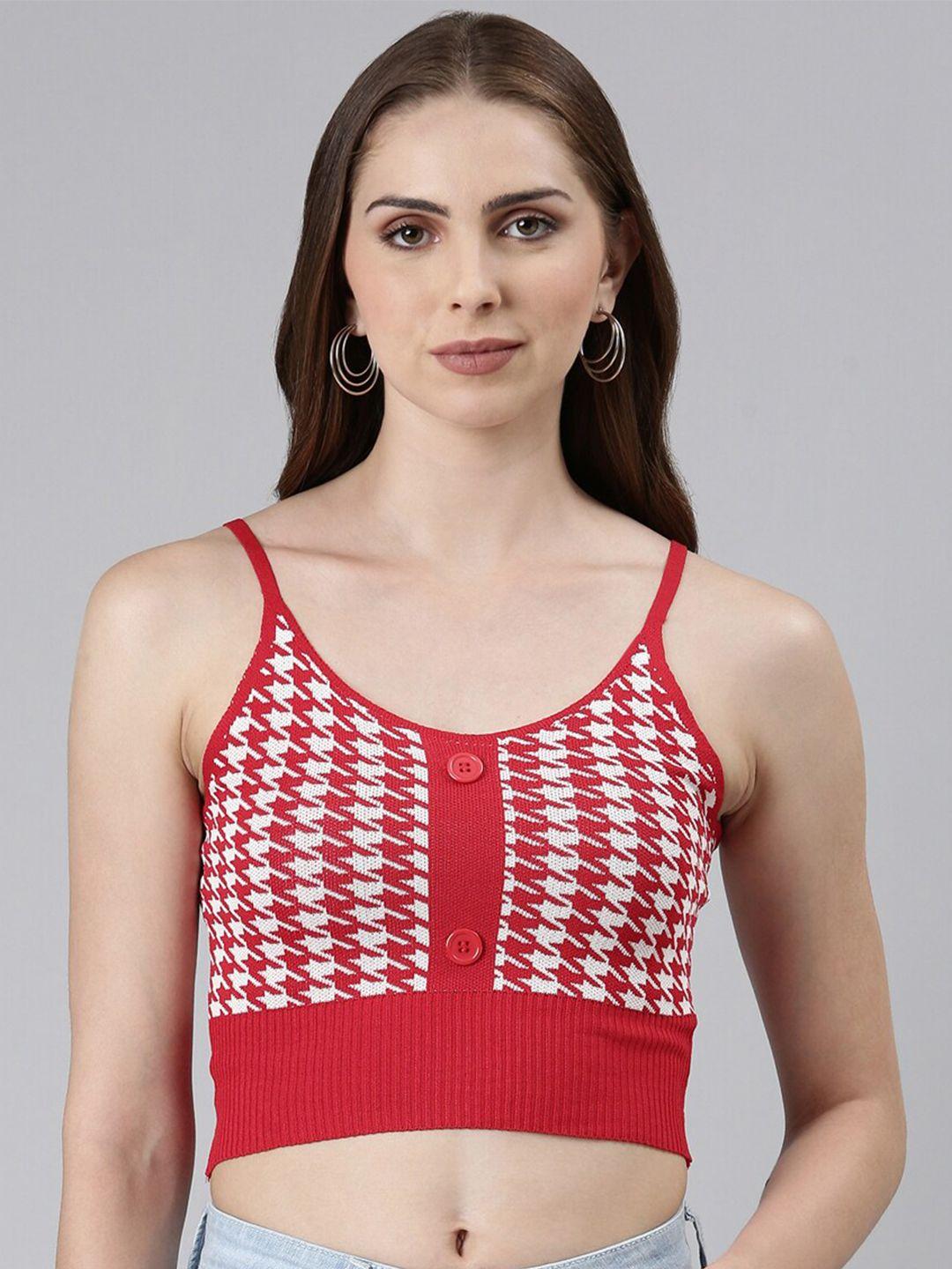 showoff geometric print crop tank top