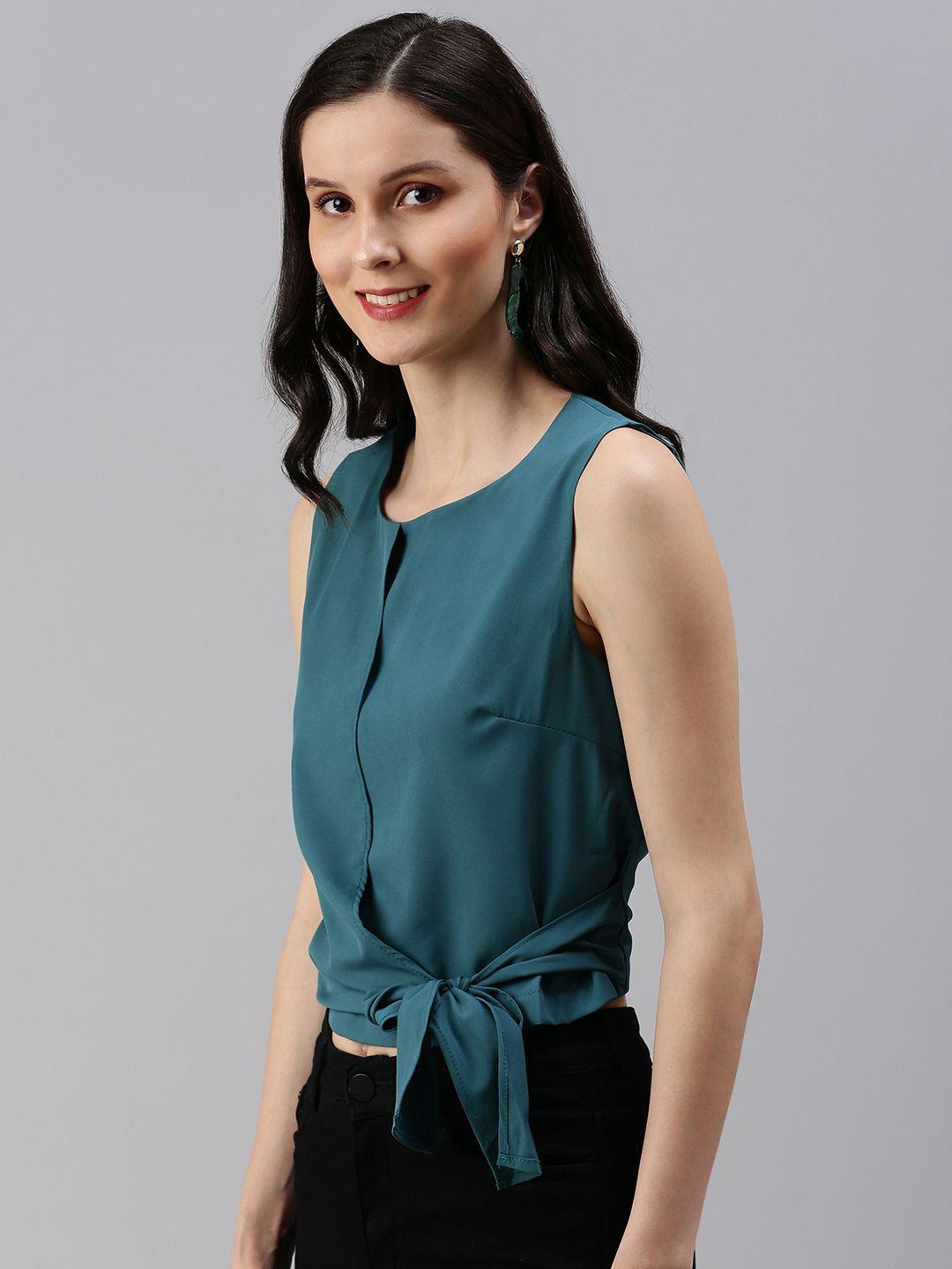 showoff green crepe top