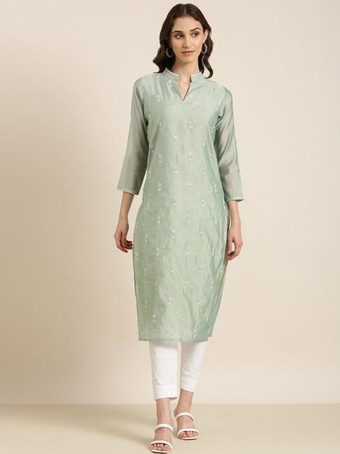 showoff green embellished kurta