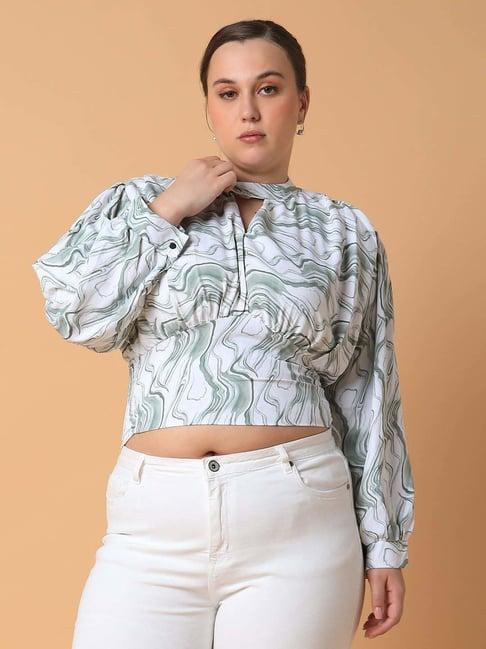 showoff green printed top