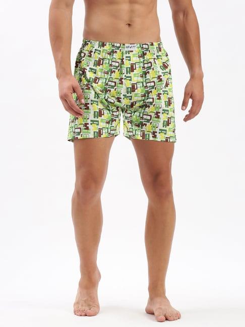 showoff green slim fit printed cotton boxers