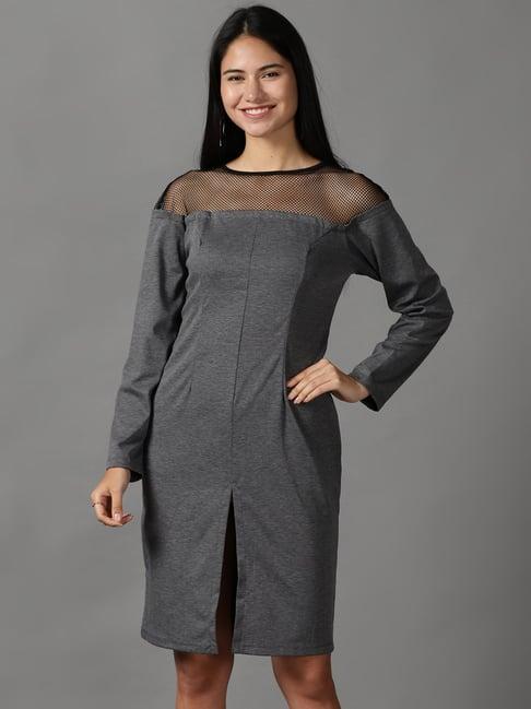 showoff grey a-line dress