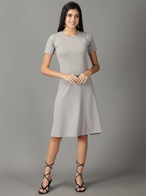 showoff grey a-line dress