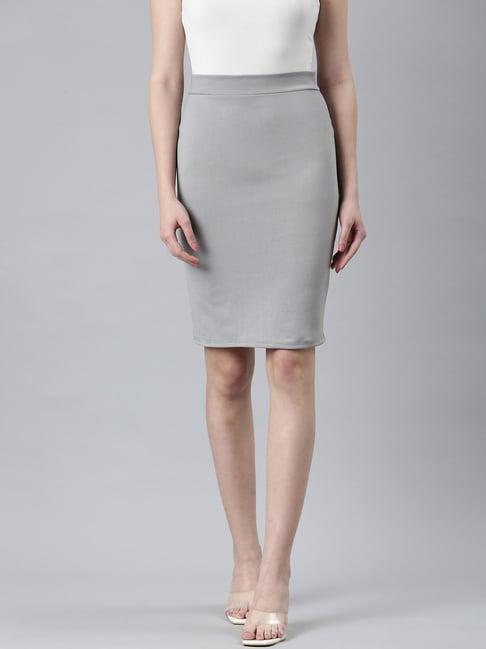 showoff grey above knee skirt