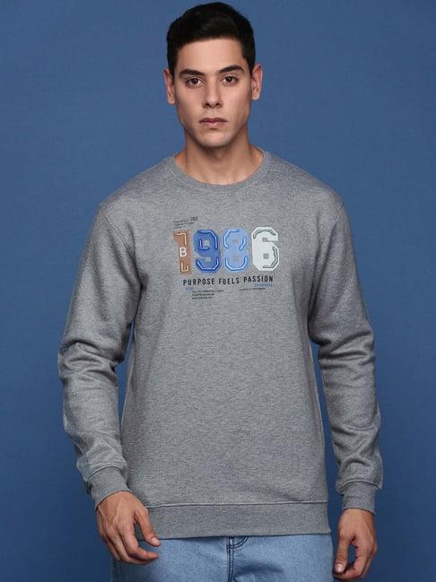 showoff grey cotton slim fit sweatshirt