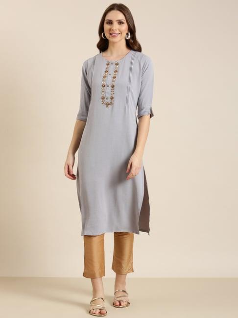 showoff grey embellished kurta