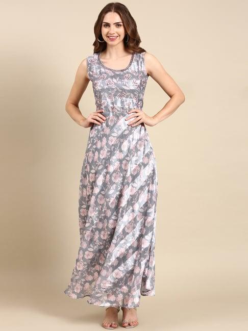 showoff grey floral print kurta