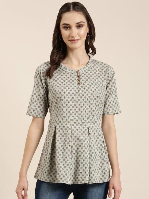 showoff grey floral print kurti