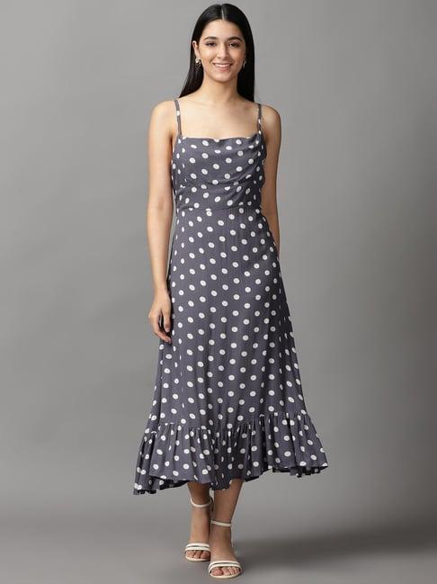 showoff grey printed a-line dress