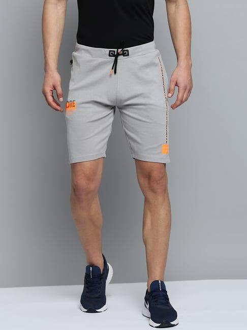 showoff grey regular fit printed shorts