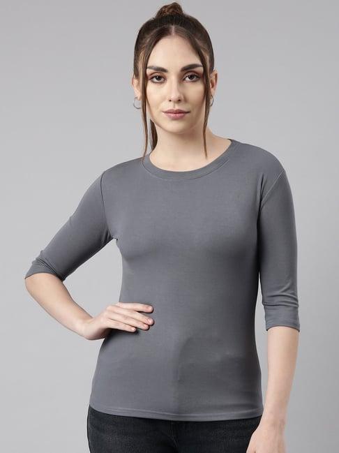 showoff grey regular fit top