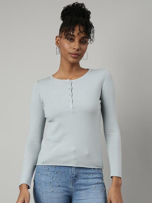 showoff grey regular fit top