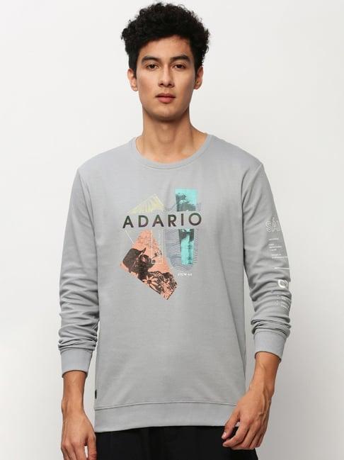 showoff grey slim fit printed sweatshirt