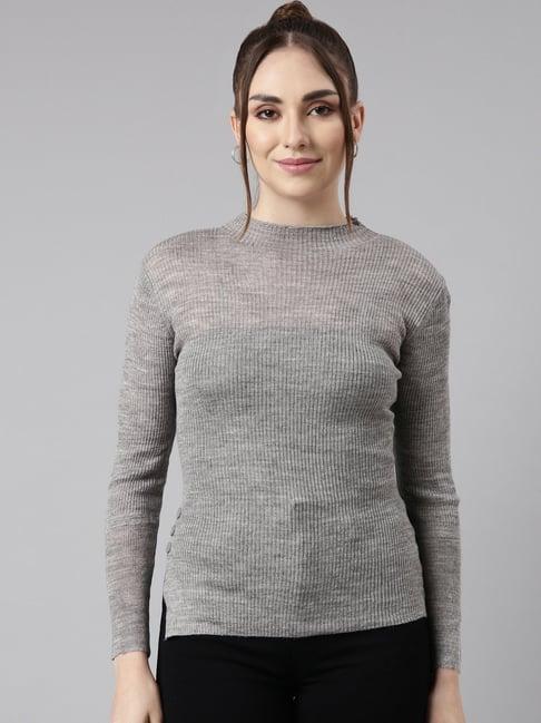 showoff grey textured top