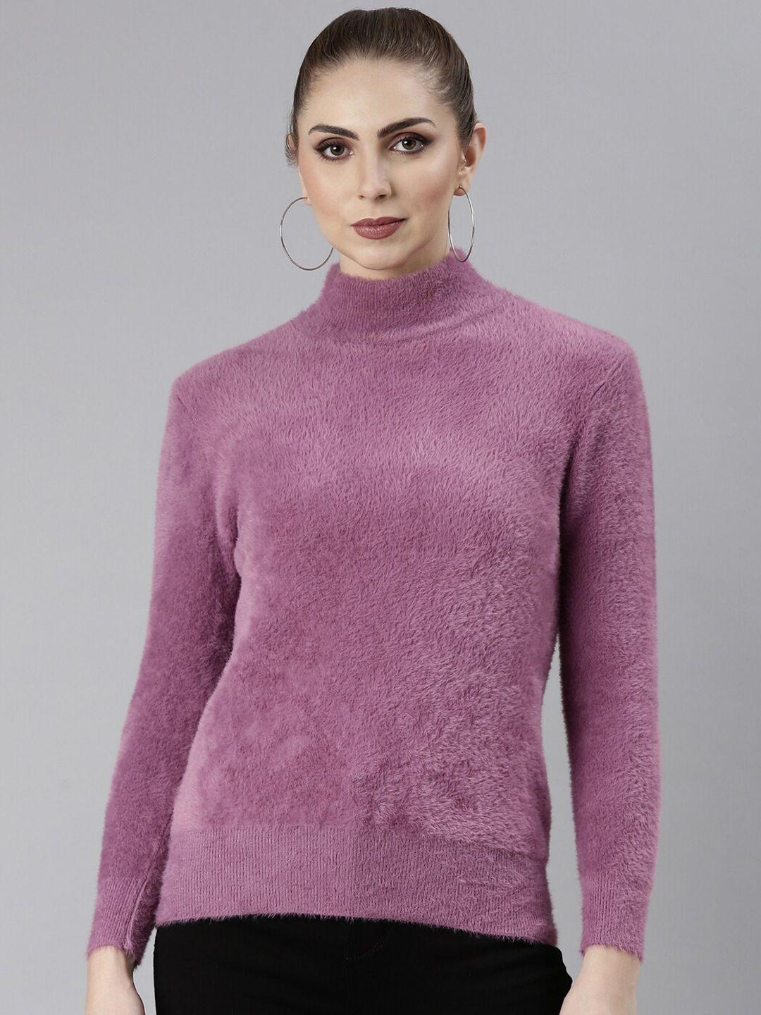 showoff high neck long sleeves acrylic top