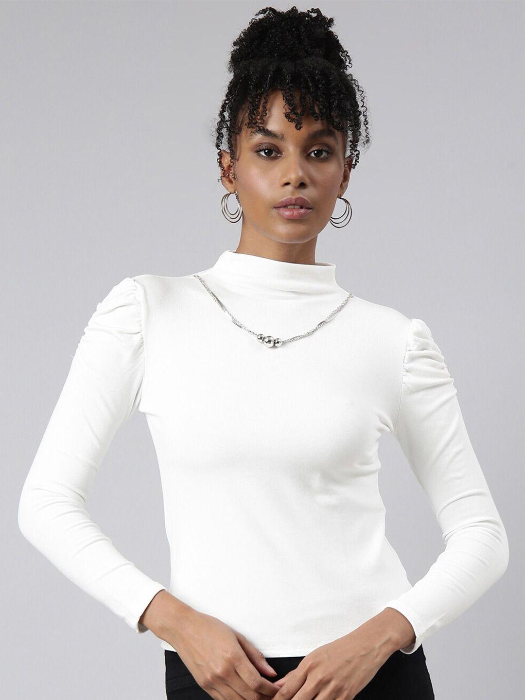 showoff high neck long sleeves top comes with chain