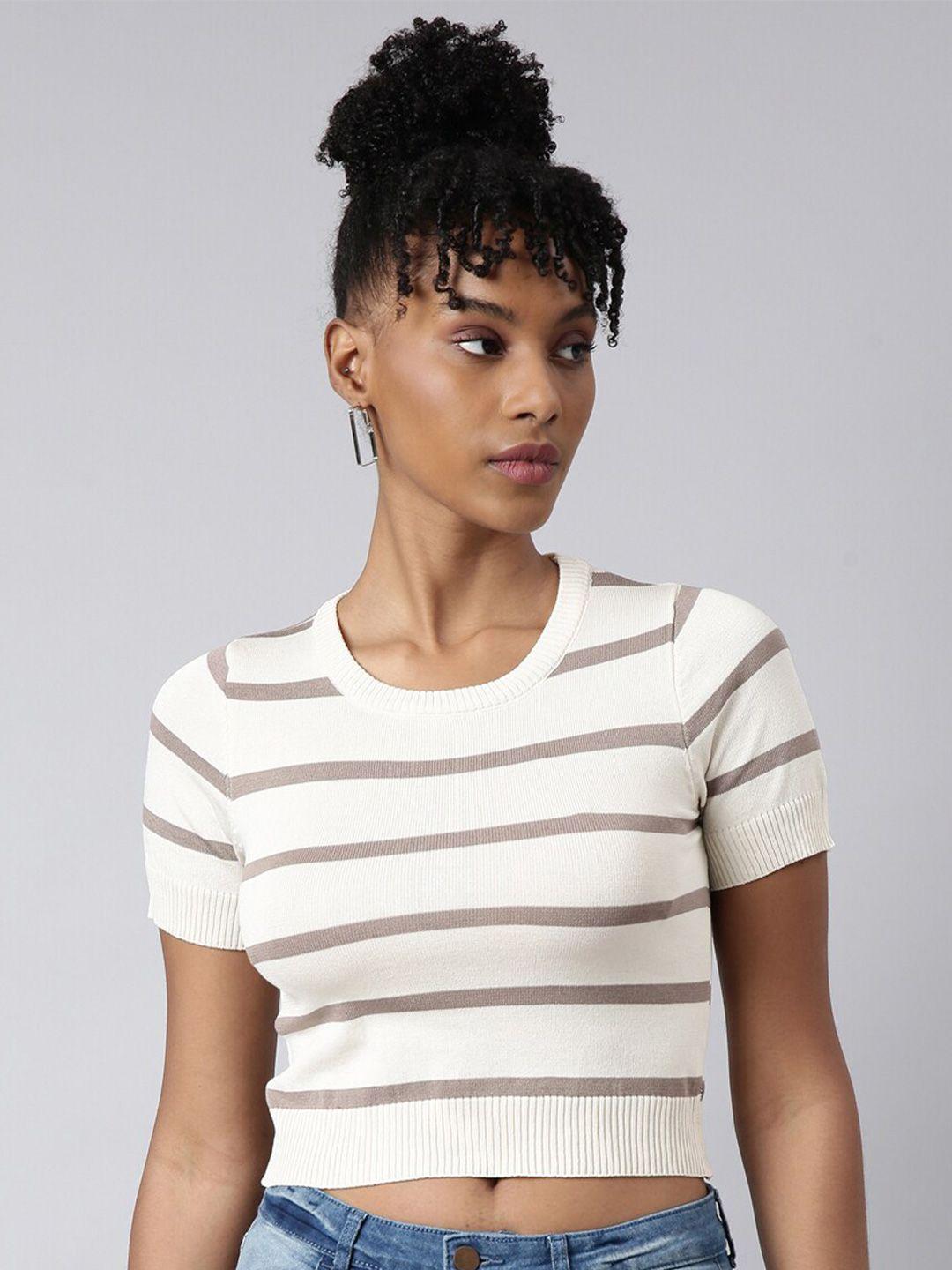 showoff horizontal stripes crop top