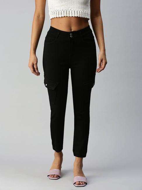 showoff jogger clean look black jeans