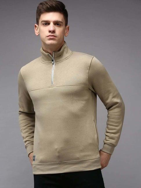 showoff khaki cotton regular fit sweatshirt