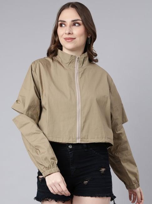 showoff khaki regular fit bomber jacket