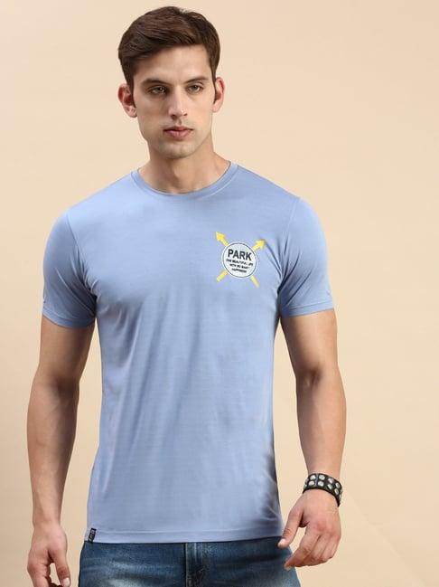 showoff lavender cotton slim fit printed t-shirt