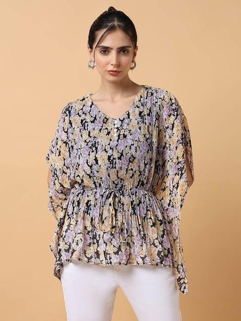 showoff lavender floral print top