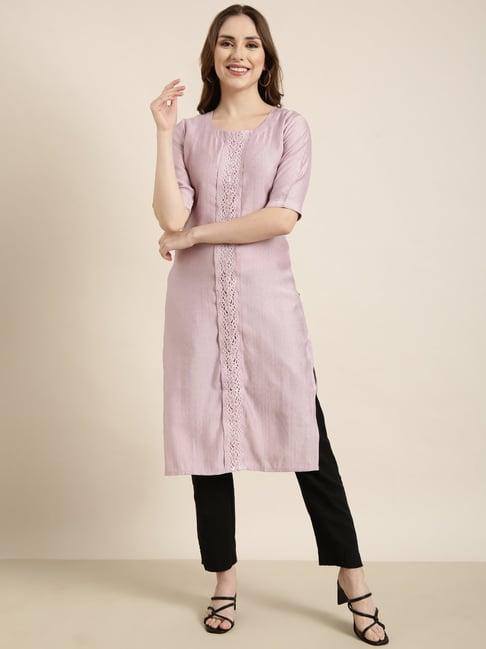 showoff lavender regular fit kurta