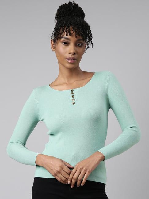 showoff light green regular fit top