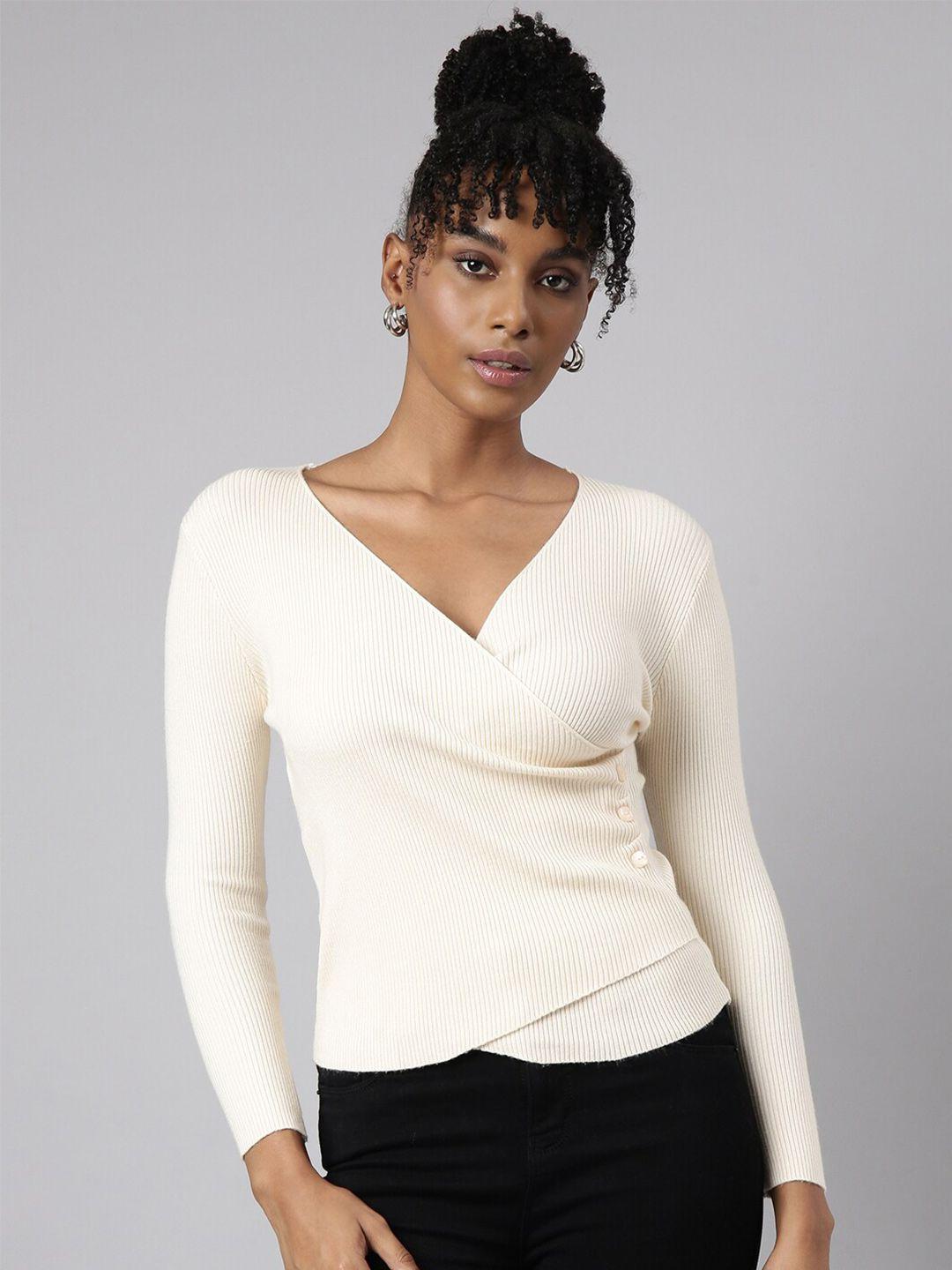 showoff long sleeves v-neck wrap top