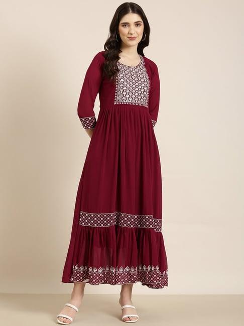 showoff magenta georgette regular fit kurta