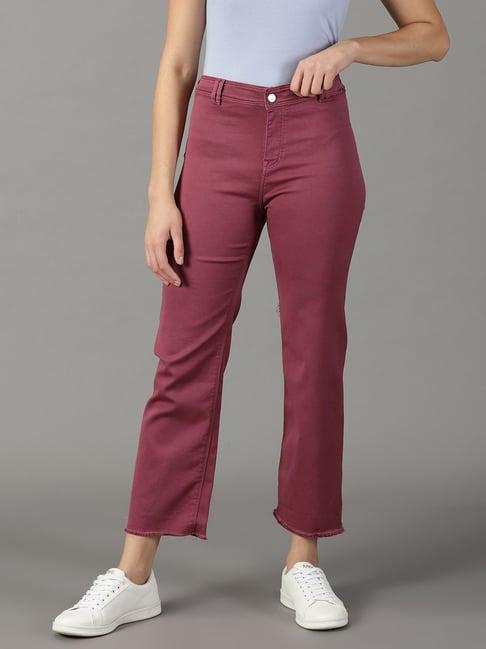 showoff magenta regular fit high rise jeans