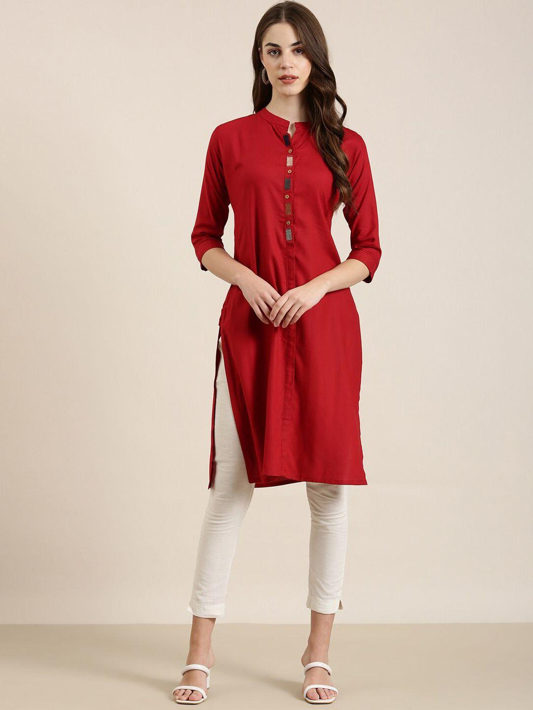 showoff mandarin collar straight kurta