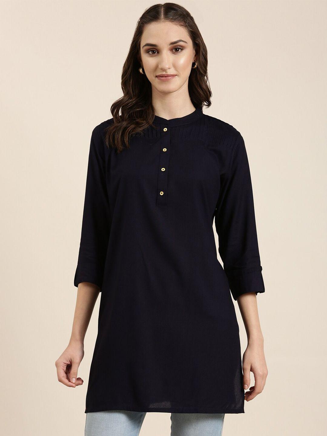 showoff mandarin collar straight kurti